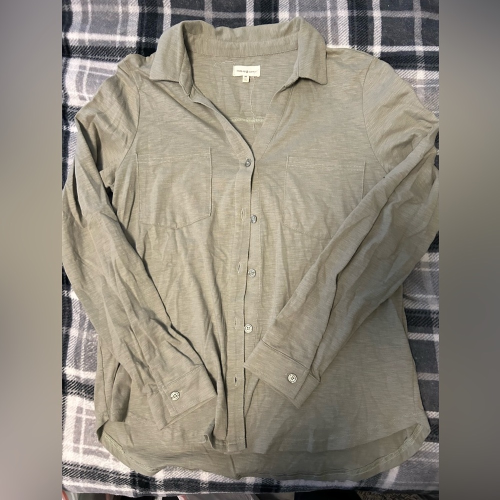 Thread & Supply Olive Button Down Shirt